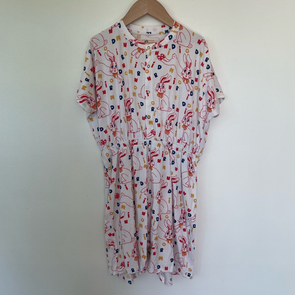 Mini Rodini Rabbit Print Short-Sleeve Romper